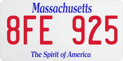 MA license plate 8FE925