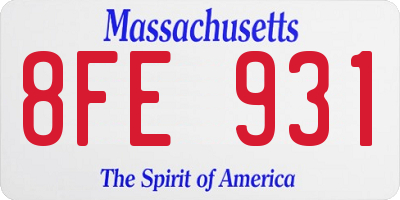MA license plate 8FE931
