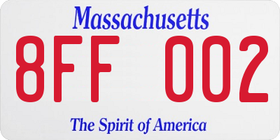 MA license plate 8FF002