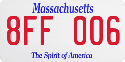 MA license plate 8FF006