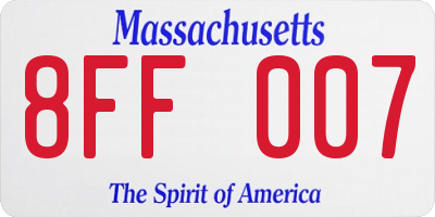 MA license plate 8FF007