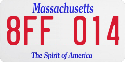 MA license plate 8FF014