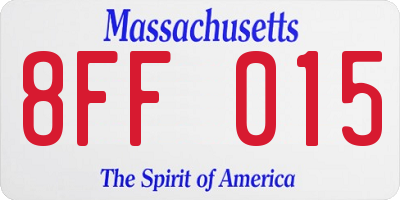 MA license plate 8FF015