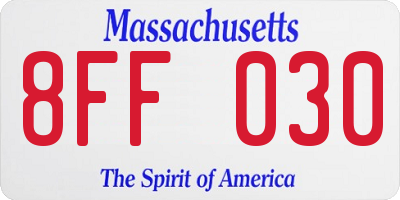 MA license plate 8FF030