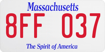 MA license plate 8FF037