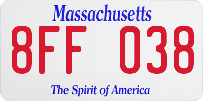 MA license plate 8FF038