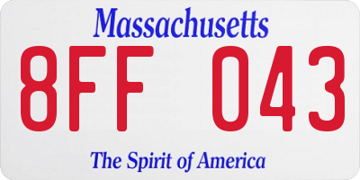 MA license plate 8FF043