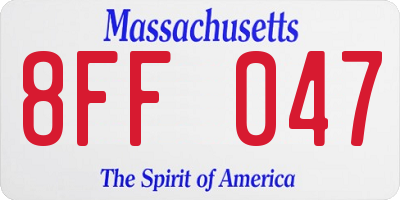 MA license plate 8FF047