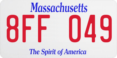 MA license plate 8FF049