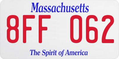 MA license plate 8FF062