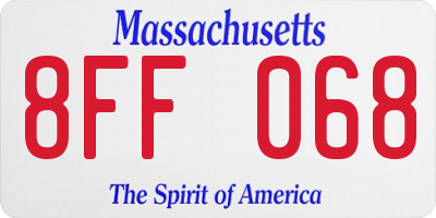 MA license plate 8FF068