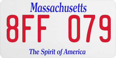 MA license plate 8FF079
