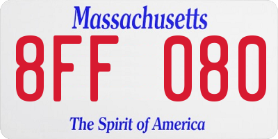 MA license plate 8FF080