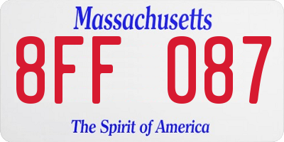 MA license plate 8FF087