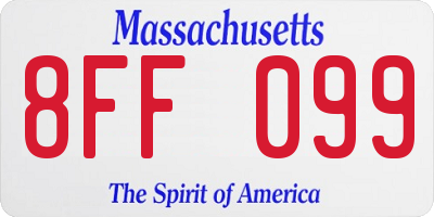 MA license plate 8FF099