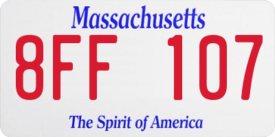 MA license plate 8FF107