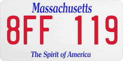 MA license plate 8FF119