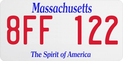 MA license plate 8FF122