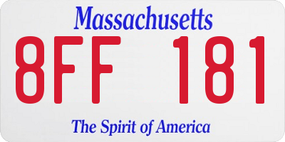 MA license plate 8FF181