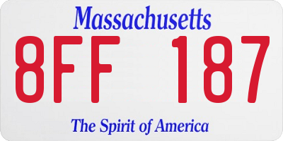MA license plate 8FF187