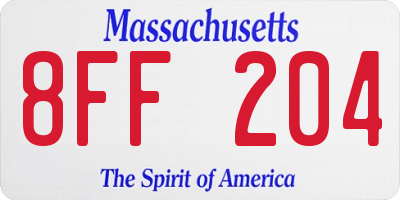 MA license plate 8FF204