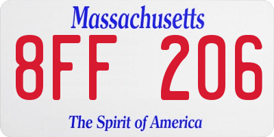 MA license plate 8FF206