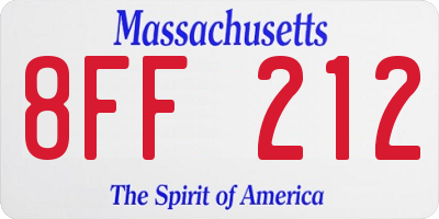 MA license plate 8FF212