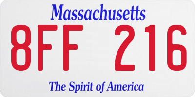 MA license plate 8FF216