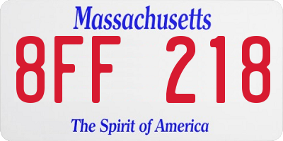 MA license plate 8FF218