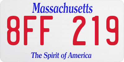 MA license plate 8FF219