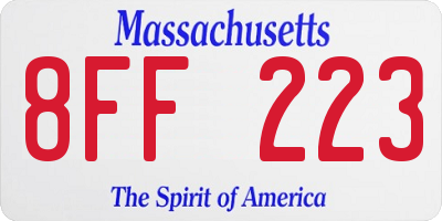 MA license plate 8FF223