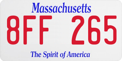 MA license plate 8FF265