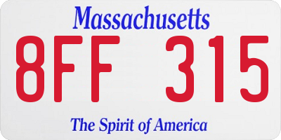MA license plate 8FF315