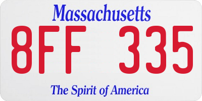 MA license plate 8FF335