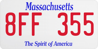 MA license plate 8FF355