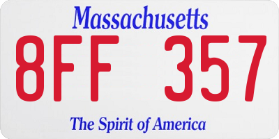 MA license plate 8FF357