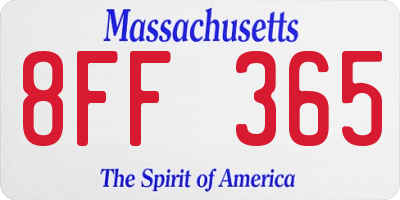 MA license plate 8FF365
