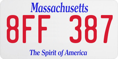 MA license plate 8FF387