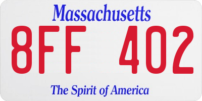 MA license plate 8FF402
