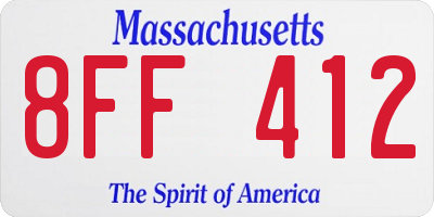 MA license plate 8FF412