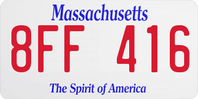 MA license plate 8FF416