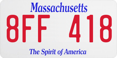 MA license plate 8FF418