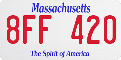 MA license plate 8FF420