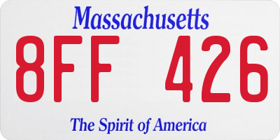 MA license plate 8FF426
