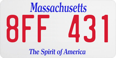 MA license plate 8FF431