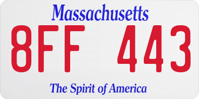 MA license plate 8FF443