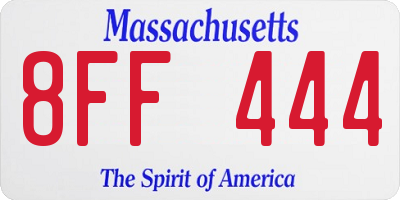 MA license plate 8FF444