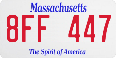 MA license plate 8FF447