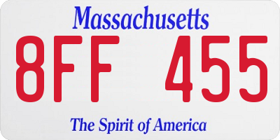 MA license plate 8FF455