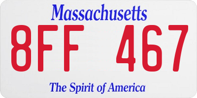 MA license plate 8FF467